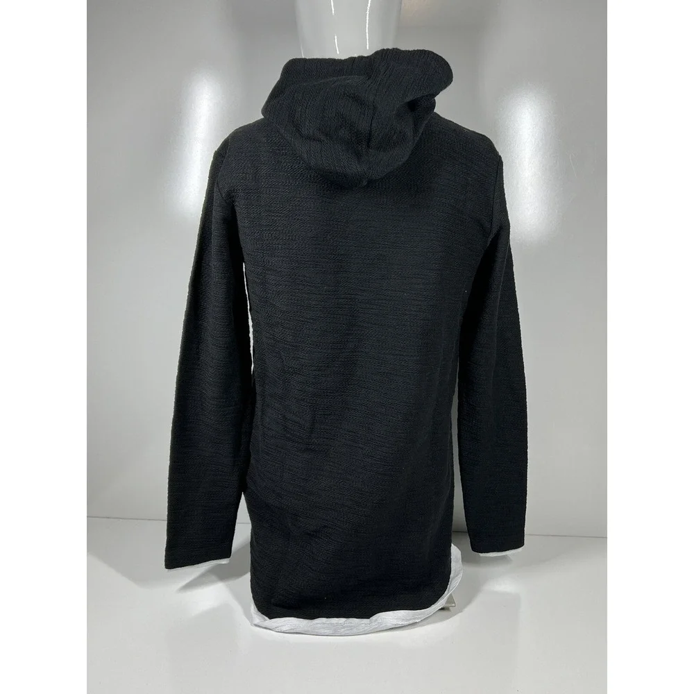 NWT Leif Nelson Black Long Sleeve Lightweight Hooded Sweater LN8120 Mens SZ Med - Picture 3 of 16